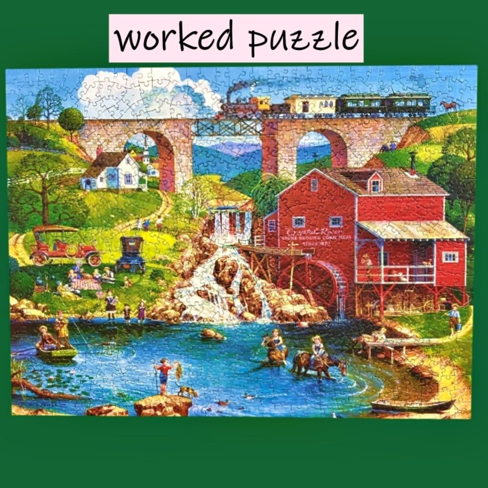 Master Pieces Homegrown Labor Day 1909 Puzzle Linen 750 PC with Poster COMPLETE